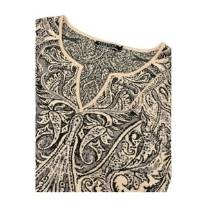 Peruvian Connection Pima Cotton‎ Paisley Sweater Long Sleeve V-Neck Women's L